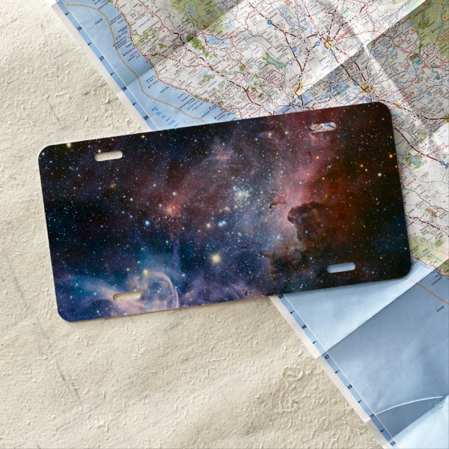 Red & Blue Carina Nebula Hubble Telescope License Plate (In Situ)