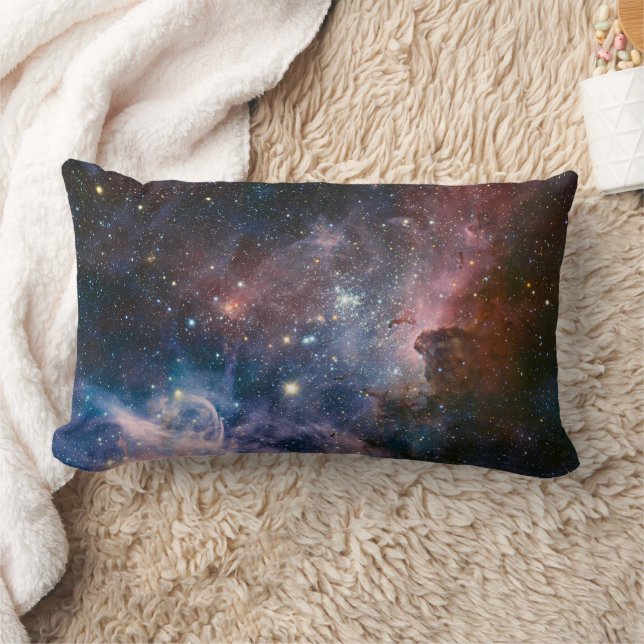 Red & Blue Carina Nebula Hubble Telescope Lumbar Pillow (Blanket)
