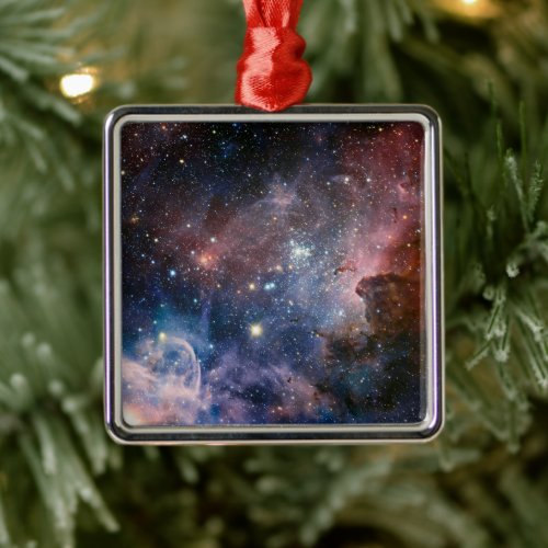 Red  Blue Carina Nebula Hubble Telescope Metal Ornament