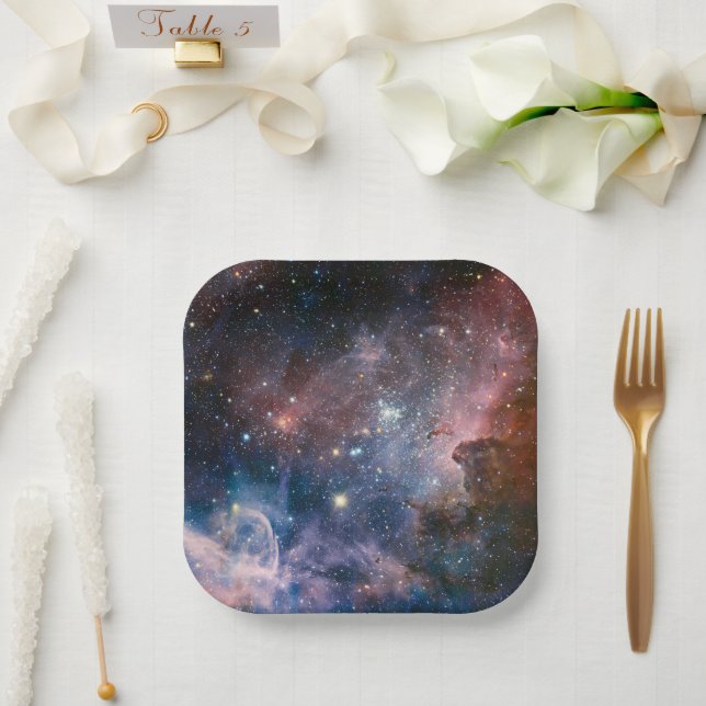 Red & Blue Carina Nebula Hubble Telescope Paper Plates (Wedding)