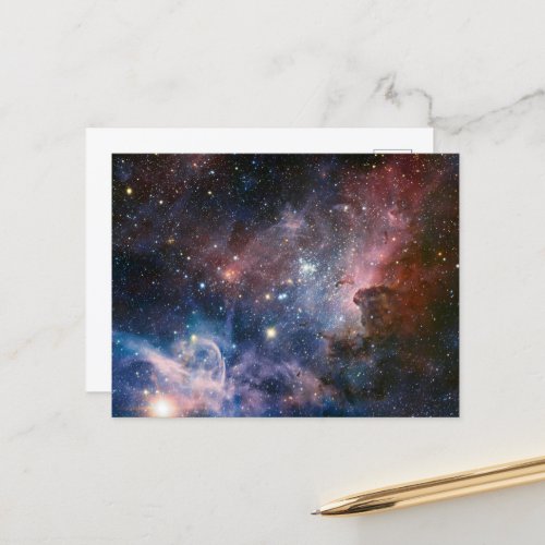 Red  Blue Carina Nebula Hubble Telescope Postcard