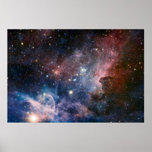 Red & Blue Carina Nebula Hubble Telescope Poster