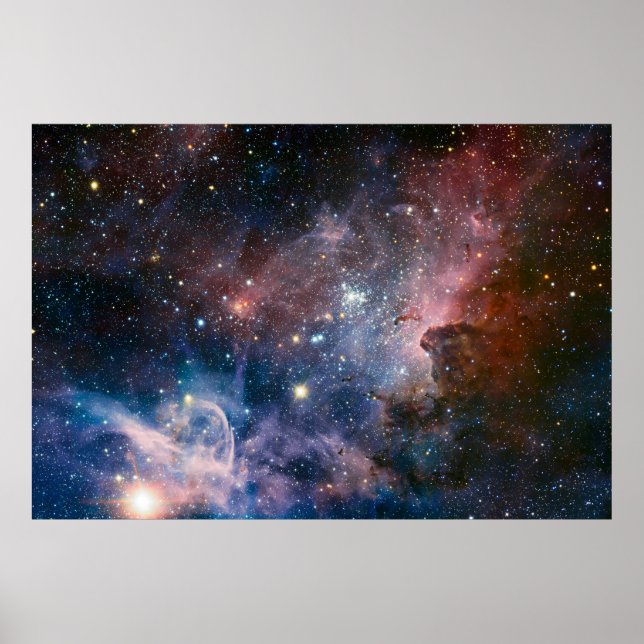Red & Blue Carina Nebula Hubble Telescope Poster (Front)