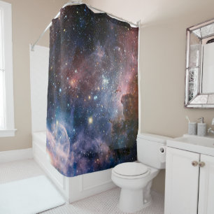 Red & Blue Carina Nebula Hubble Telescope Shower Curtain