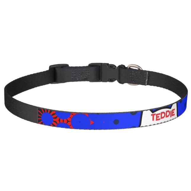 Red Blue Cat's Ears  Pet Collar (Front)