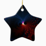 Red Blue Cells Fractal Art Ceramic Ornament