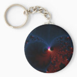 Red Blue Cells Fractal Art Keychain