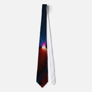Red Blue Cells Fractal Art Neck Tie