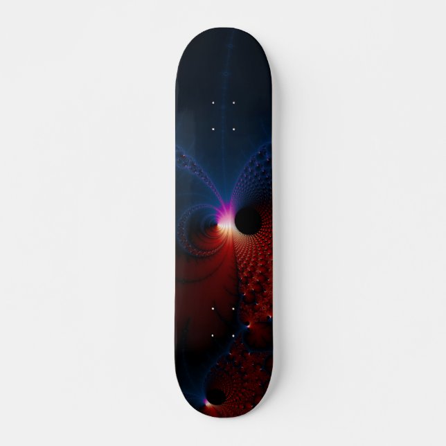 Red Blue Cells Fractal Art Skateboard Deck (Front)