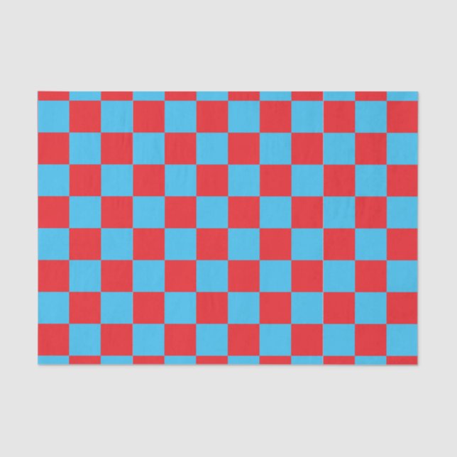 Red Blue Checkered Check Design  Tissue Paper (Front)