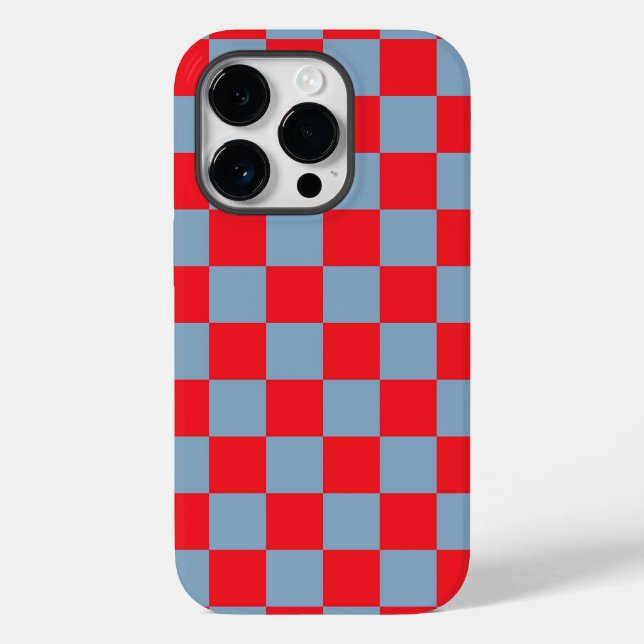 Red Blue Checkered Gingham Pattern Case-Mate iPhone Case (Back)