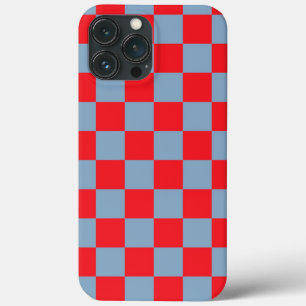 Red Blue Checkered Gingham Pattern iPhone 13 Pro Max Case