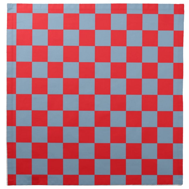 Red Blue Checkered Gingham Pattern Cloth Napkin (Front)