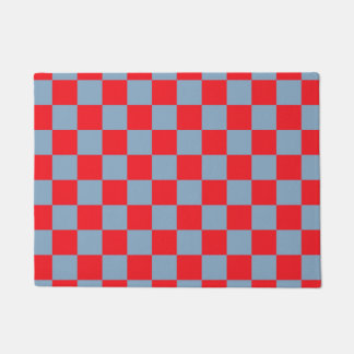 Red Blue Checkered Gingham Pattern Doormat