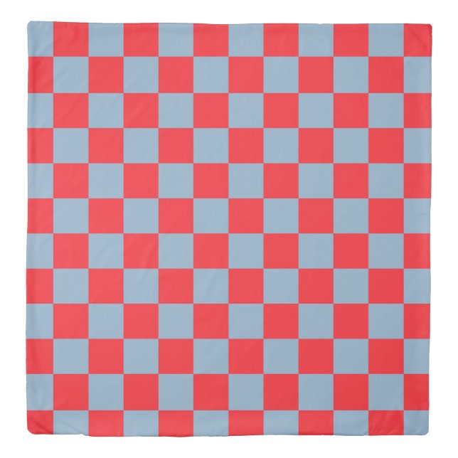 Red Blue Checkered Gingham Pattern Duvet Cover (Front)