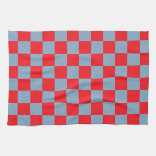 Red Blue Checkered Gingham Pattern Kitchen Towel