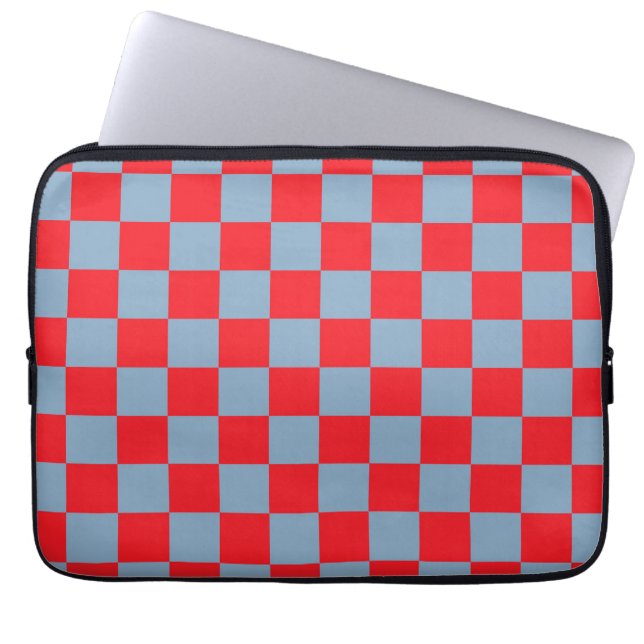 Red Blue Checkered Gingham Pattern Laptop Sleeve (Front)