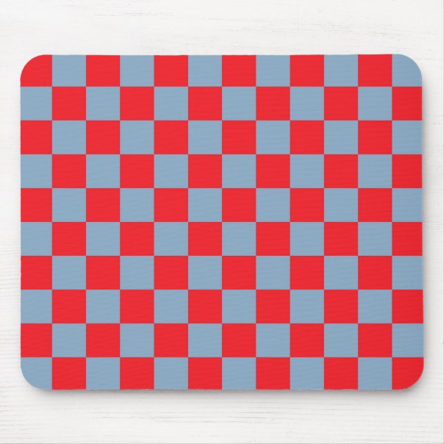 Red Blue Checkered Gingham Pattern Mouse Pad (Front)