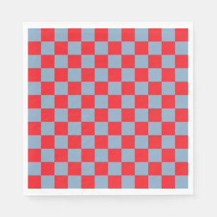 Red Blue Checkered Gingham Pattern Napkins