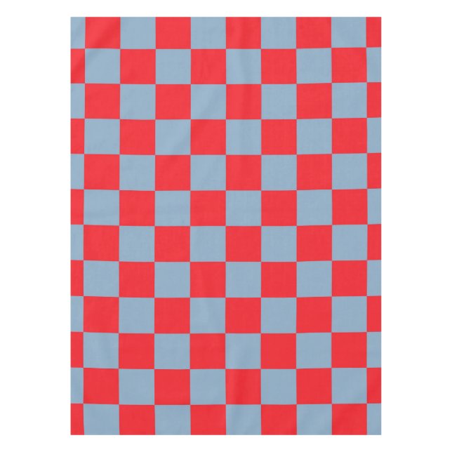 Red Blue Checkered Gingham Pattern Tablecloth (Front)