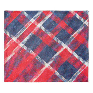 Red-blue checkered woolen texture. duvet cover
