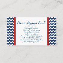 Red Blue Chevron Baby Shower Book Request Card