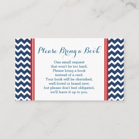 Red Blue Chevron Baby Shower Book Request Card