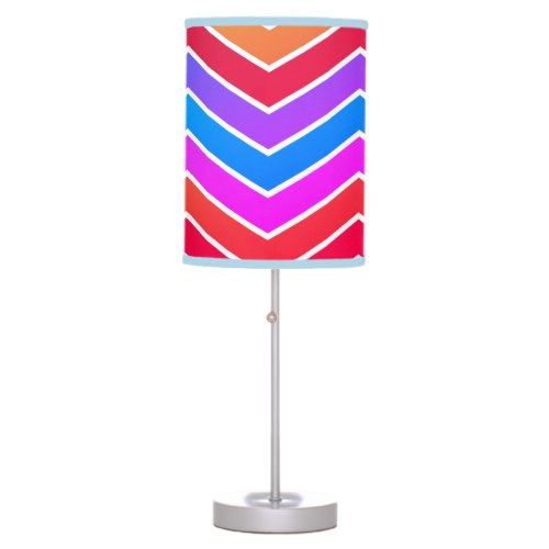 Red  Blue Chevron Print Table Lamp