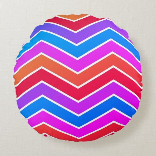 Red  Blue Chevron Print Throw Pillow