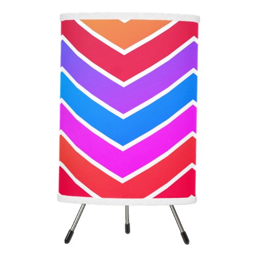 Red  Blue Chevron Print Tripod Lamp