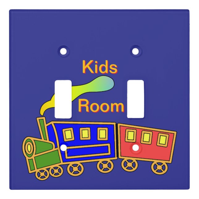 Red Blue Choo Choo Train Kids Room Blue    Light Switch Cover (Front)