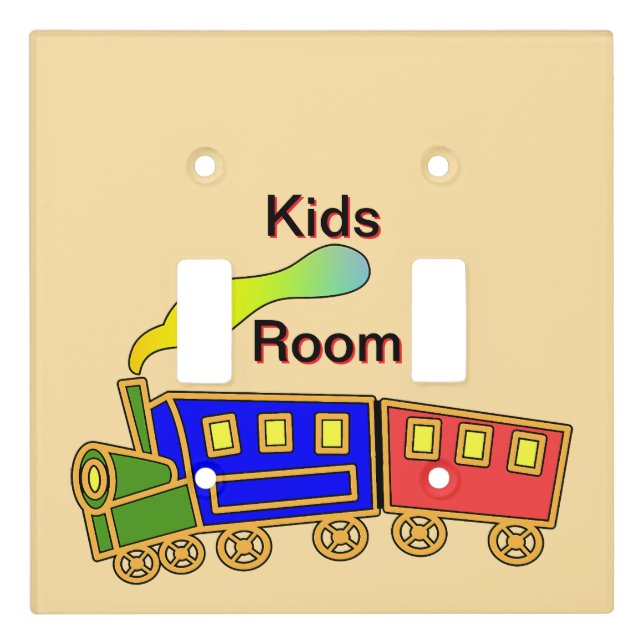 Red Blue Choo Choo Train Kids Room    Light Switch Cover (Front)