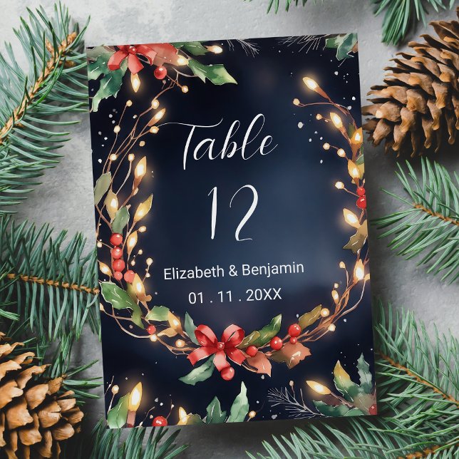 Red blue Christmas flower wreathe Table Numbers (Red blue Christmas flower wreathe Table Numbers)