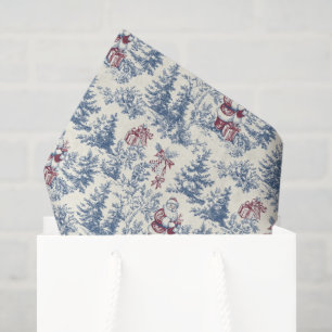 Red & Blue Christmas Santa Toile Tissue Paper