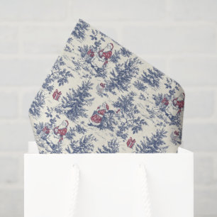 Red & Blue Christmas Santa Toile Tissue Paper