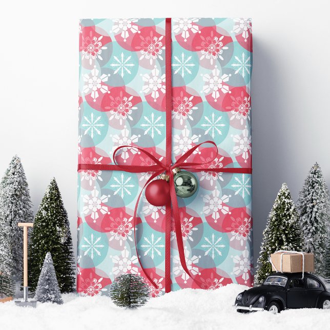 Red Blue Christmas Snowflakes Wrapping Paper (Creator Uploaded)