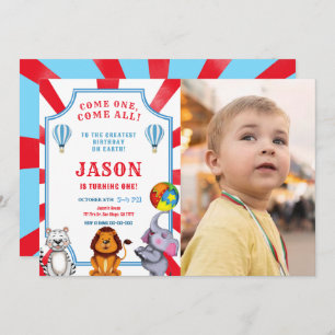 Red & Blue Circus Photo Invitation