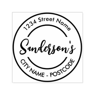 Red Blue City Town Place Location Name Circle Self-inking Stamp