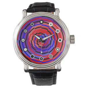 Red & Blue Cntr Spiral(Binary)by Kenneth Yoncich Watch