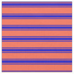 [ Thumbnail: Red & Blue Colored Striped Pattern Fabric ]