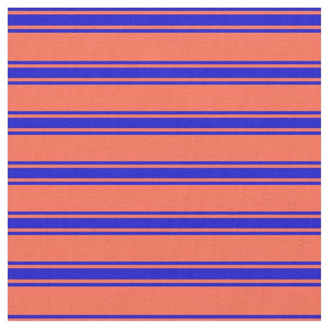 Red & Blue Colored Striped Pattern Fabric (Close Up)
