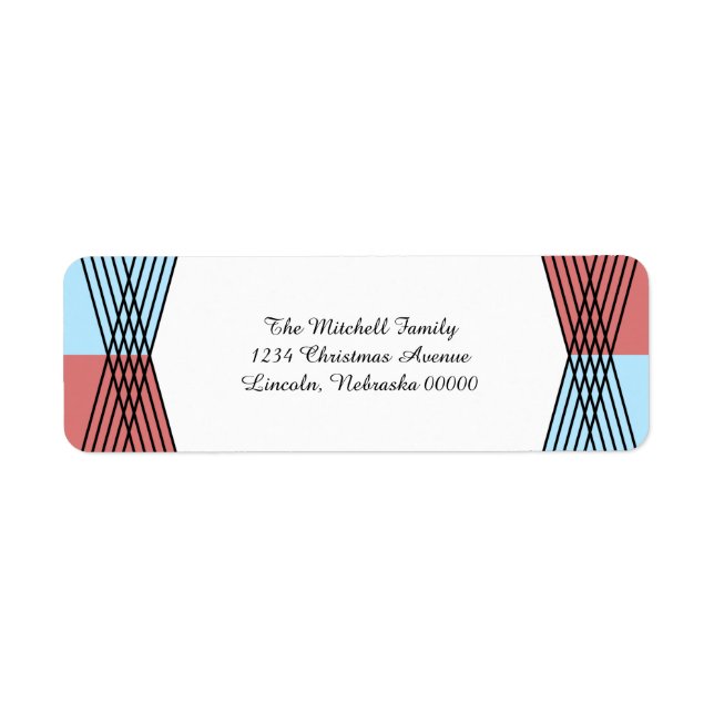 Red Blue Colorful Deco Address Labels (Front)