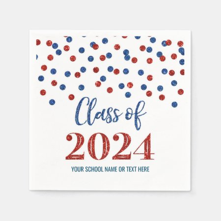 Red Blue Confetti Class Of 2024  Napkins