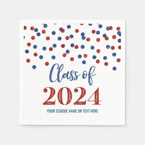 Red Blue Confetti Class of 2024  Napkins