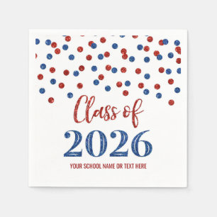 Red Blue Confetti Class of 2026 Napkins