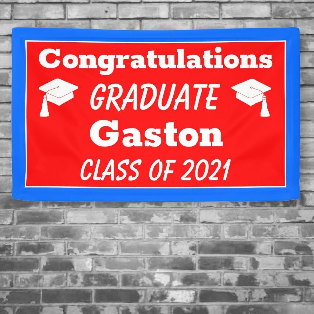 Red Blue Congratulations Graduate Graduation Banner (Creator Uploaded)