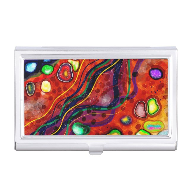 Red, Blue, Copper, Green, Purple Abstract Modern  Business Card Case (Front)