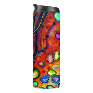 Red, Blue, Copper, Green, Purple Abstract Modern Thermal Tumbler
