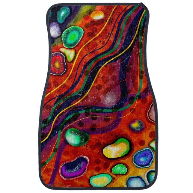 Red, Blue, Copper, Purple, Green Abstract  Car Floor Mat (Front)