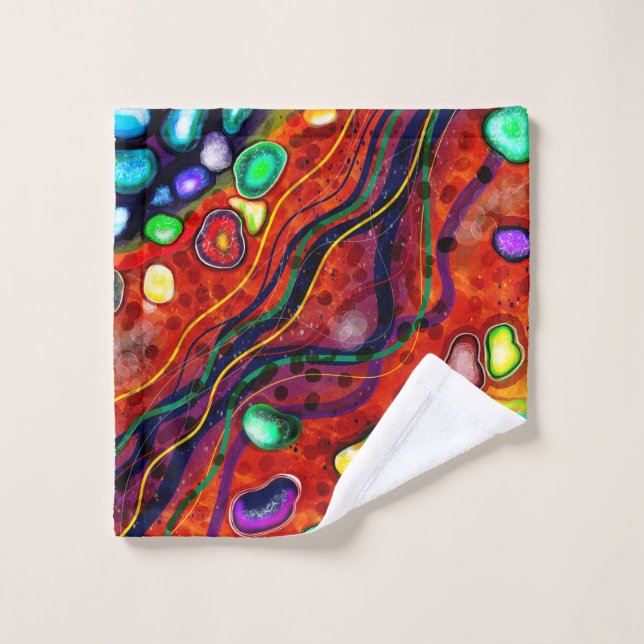 Red, Blue, Copper, Purple, Green Abstract  Wash Cloth (Wash Cloth)